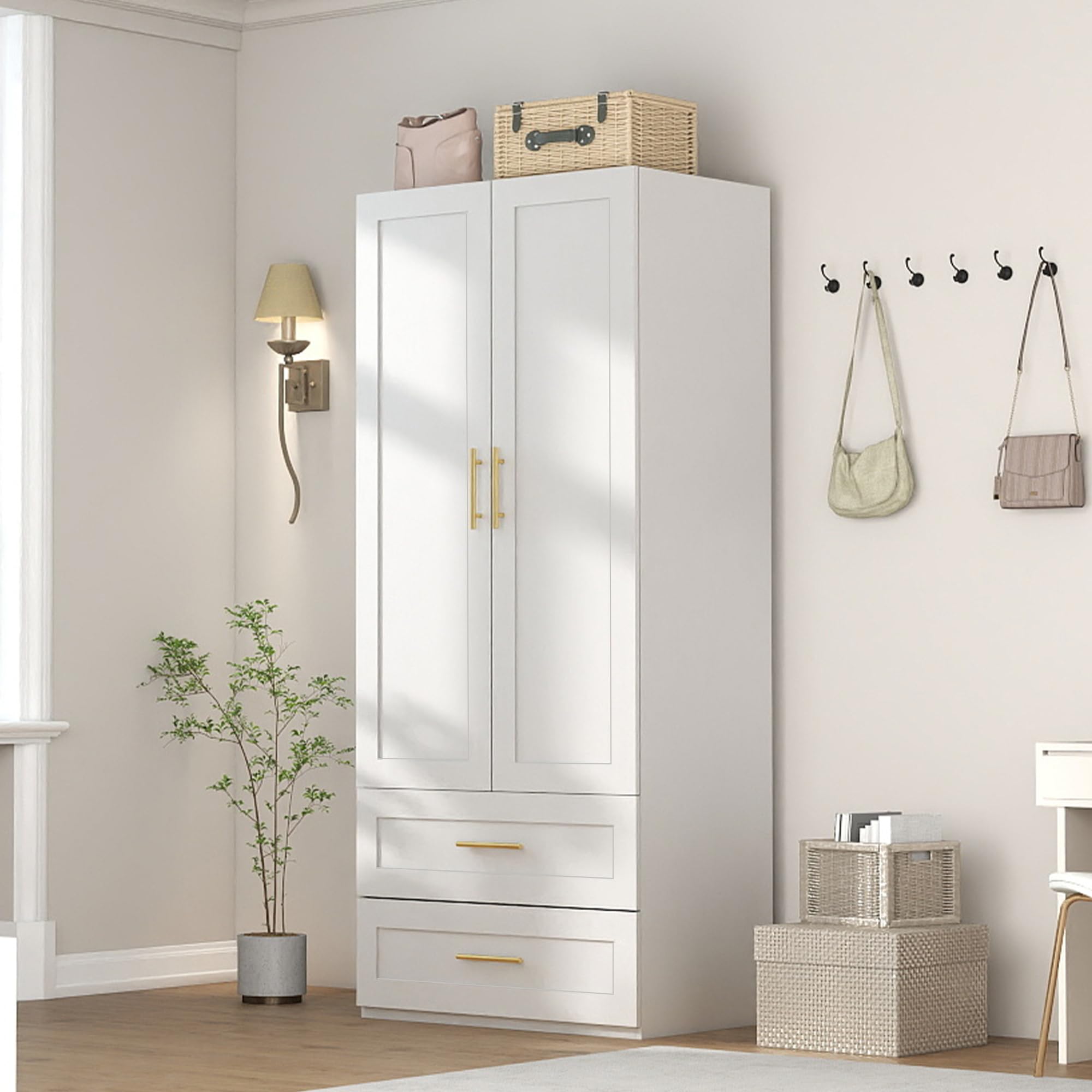 White Wardrobe with 2 Doors