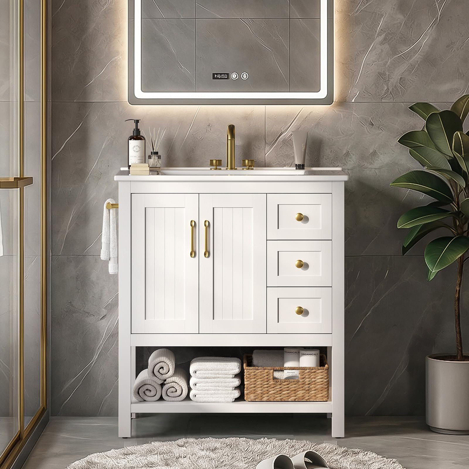 Bathroom Vanity with Sink & Towel Holder