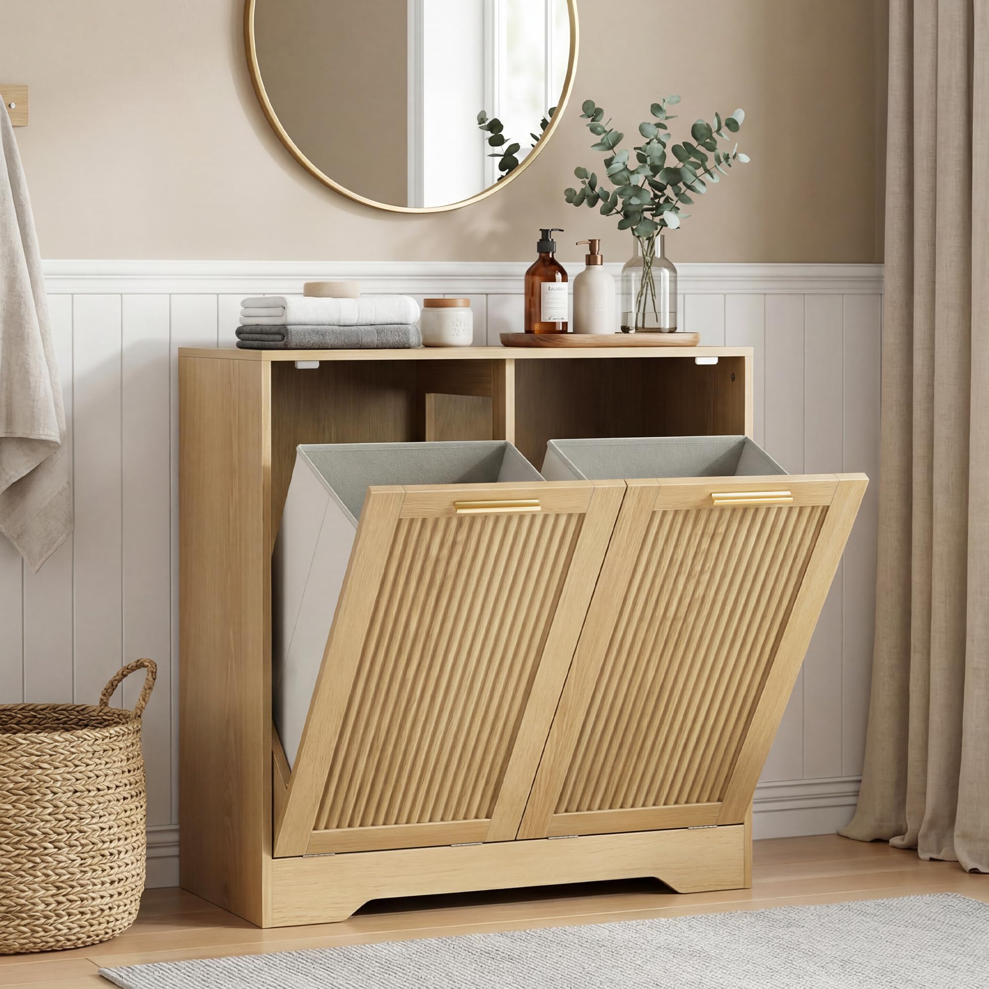 Double Tilt Out Laundry Hamper Cabinet_复制