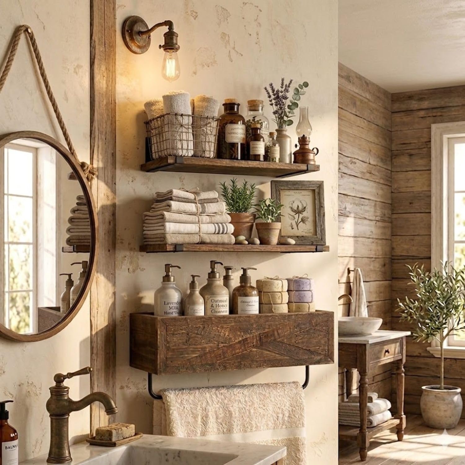  Farmhouse Bathroom Shelves Wall Mounted 