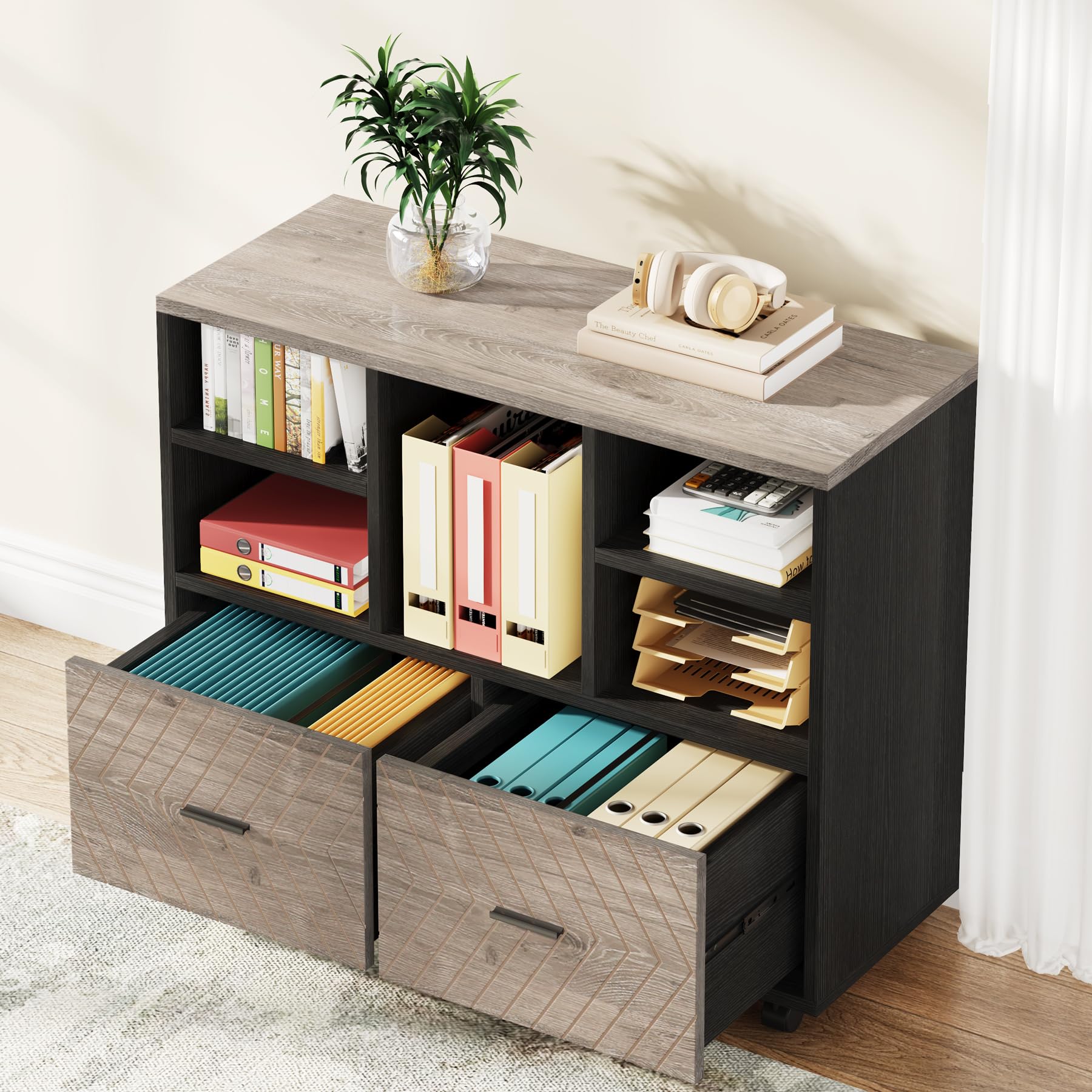 2-Drawer Wood File Cabinet