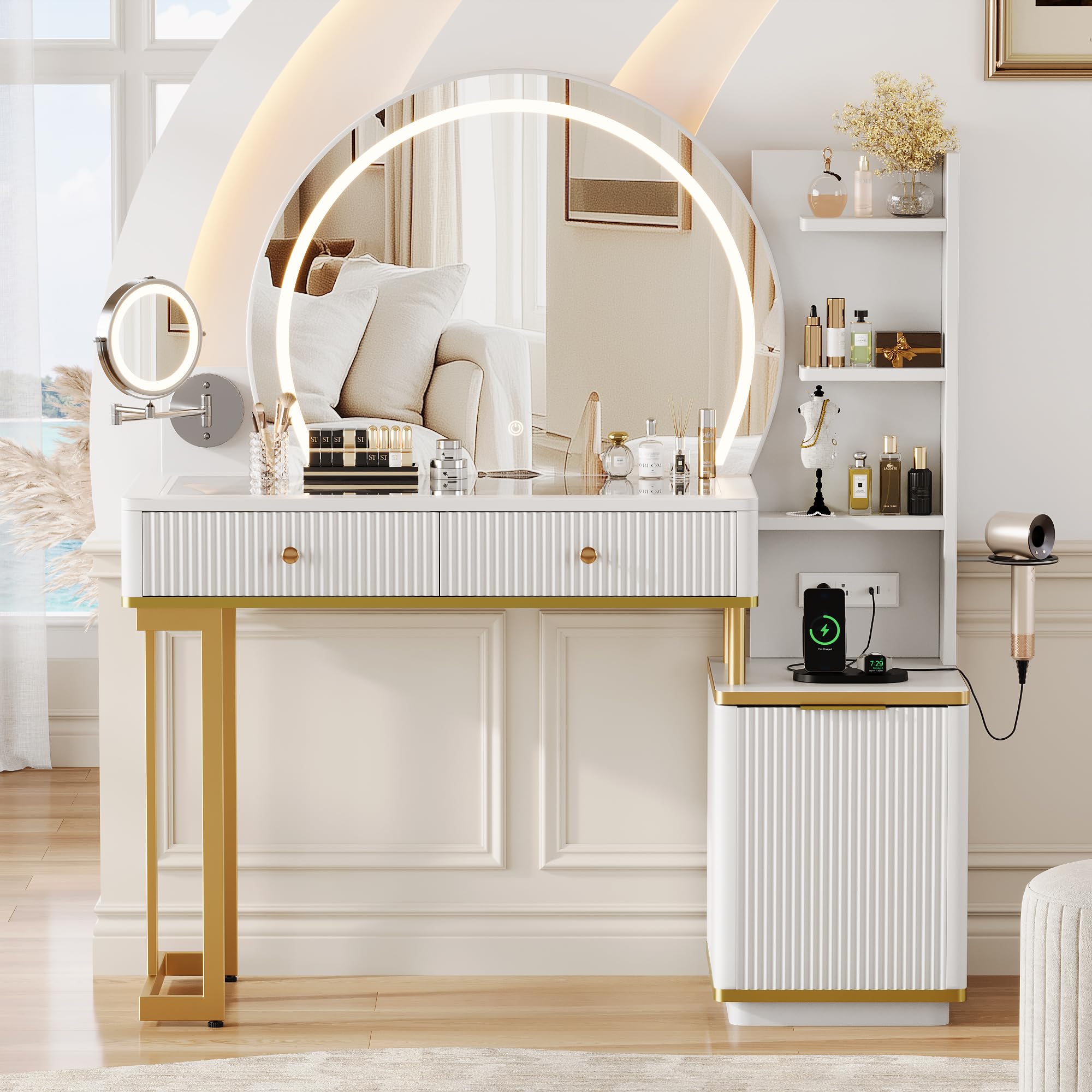 White Makeup Vanity Desk