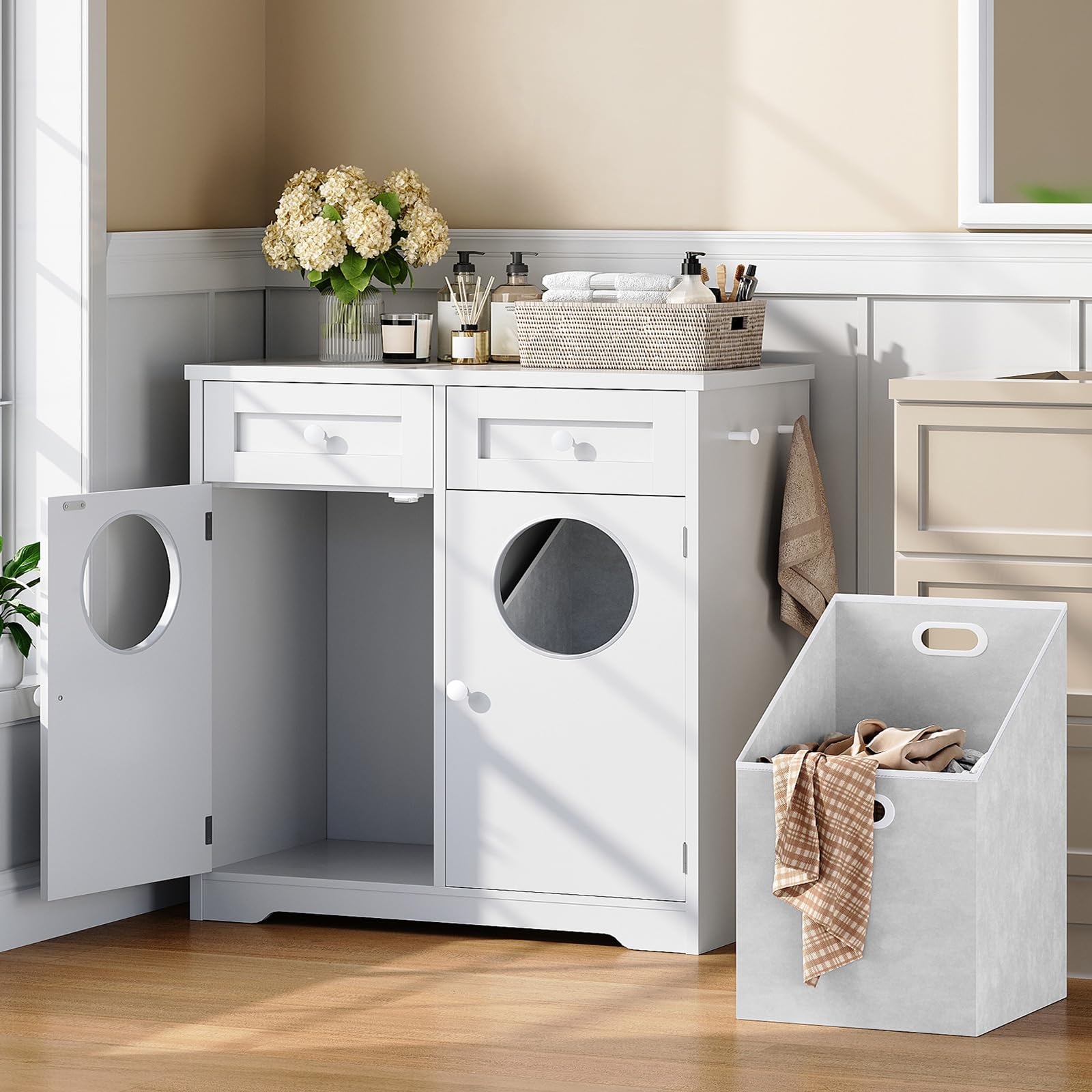 Double Laundry Hamper Cabinet