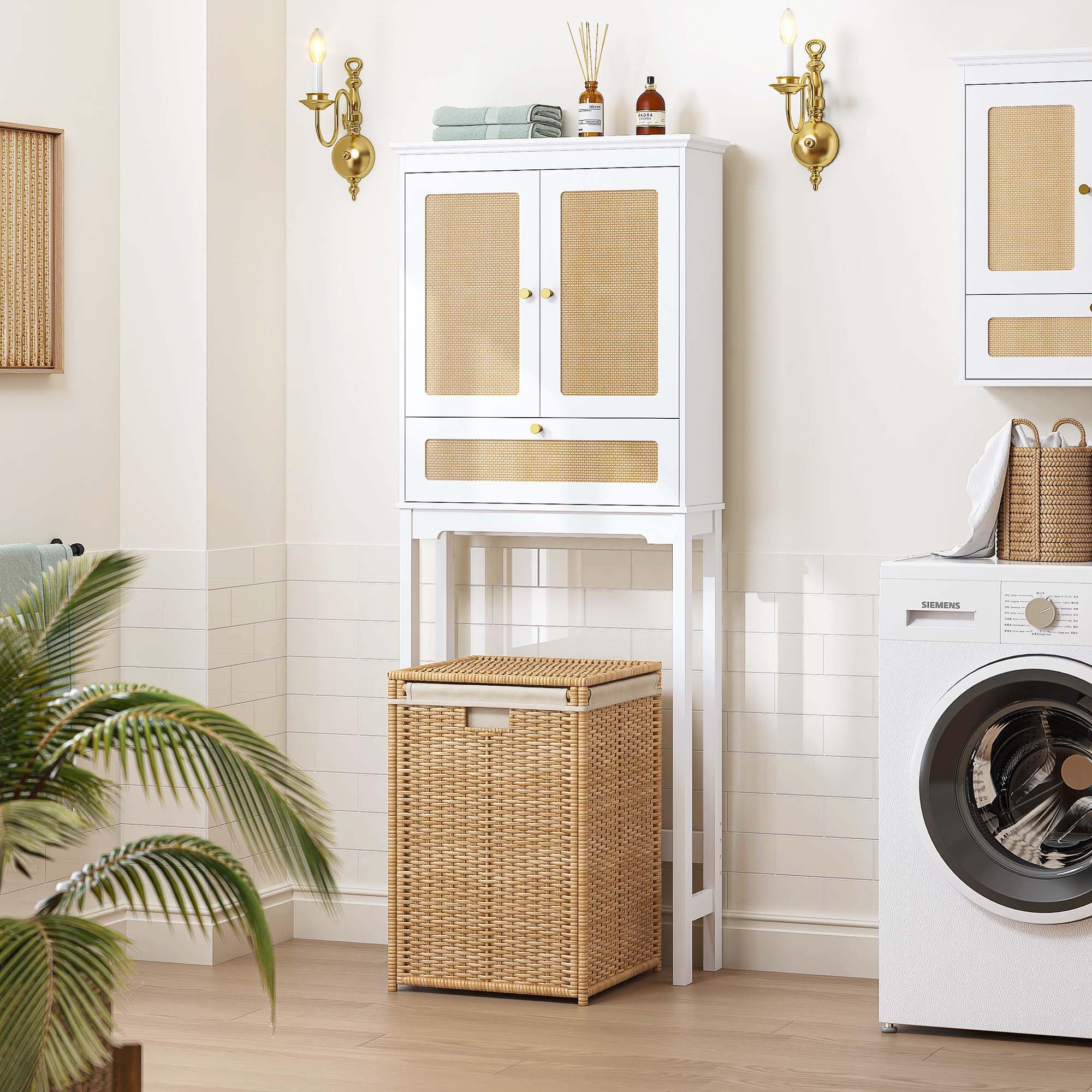 The Toilet Storage Cabinet with Rattan Doors