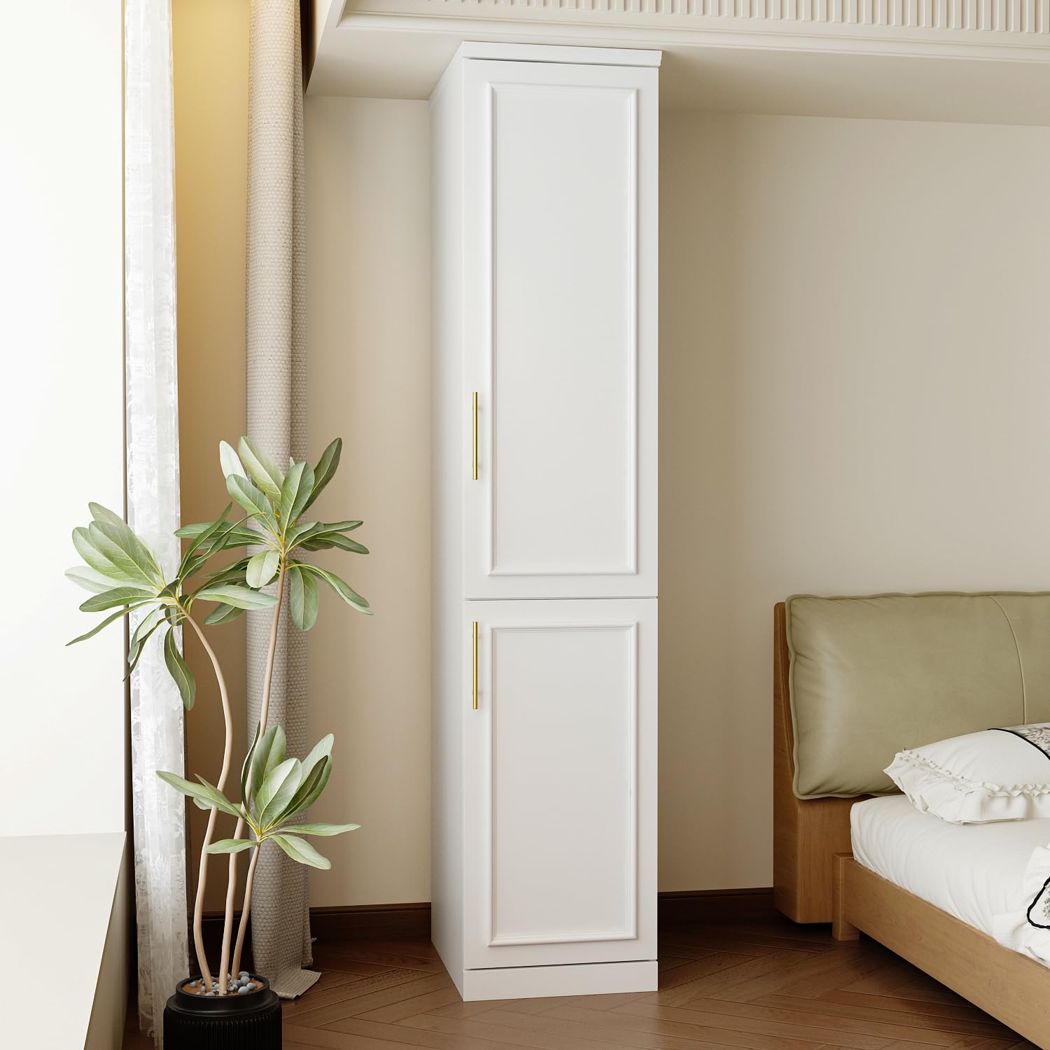 Narrow Wardrobe Closet with 2 Doors