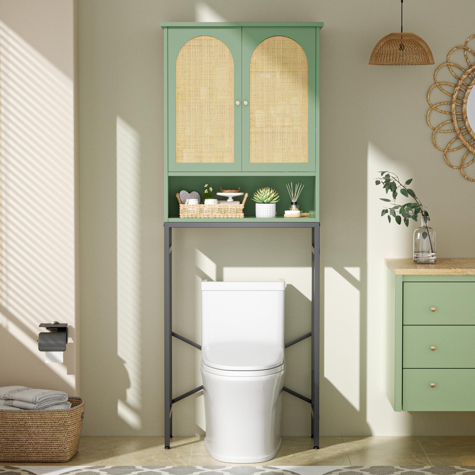 Rattan Toilet Storage Cabinet