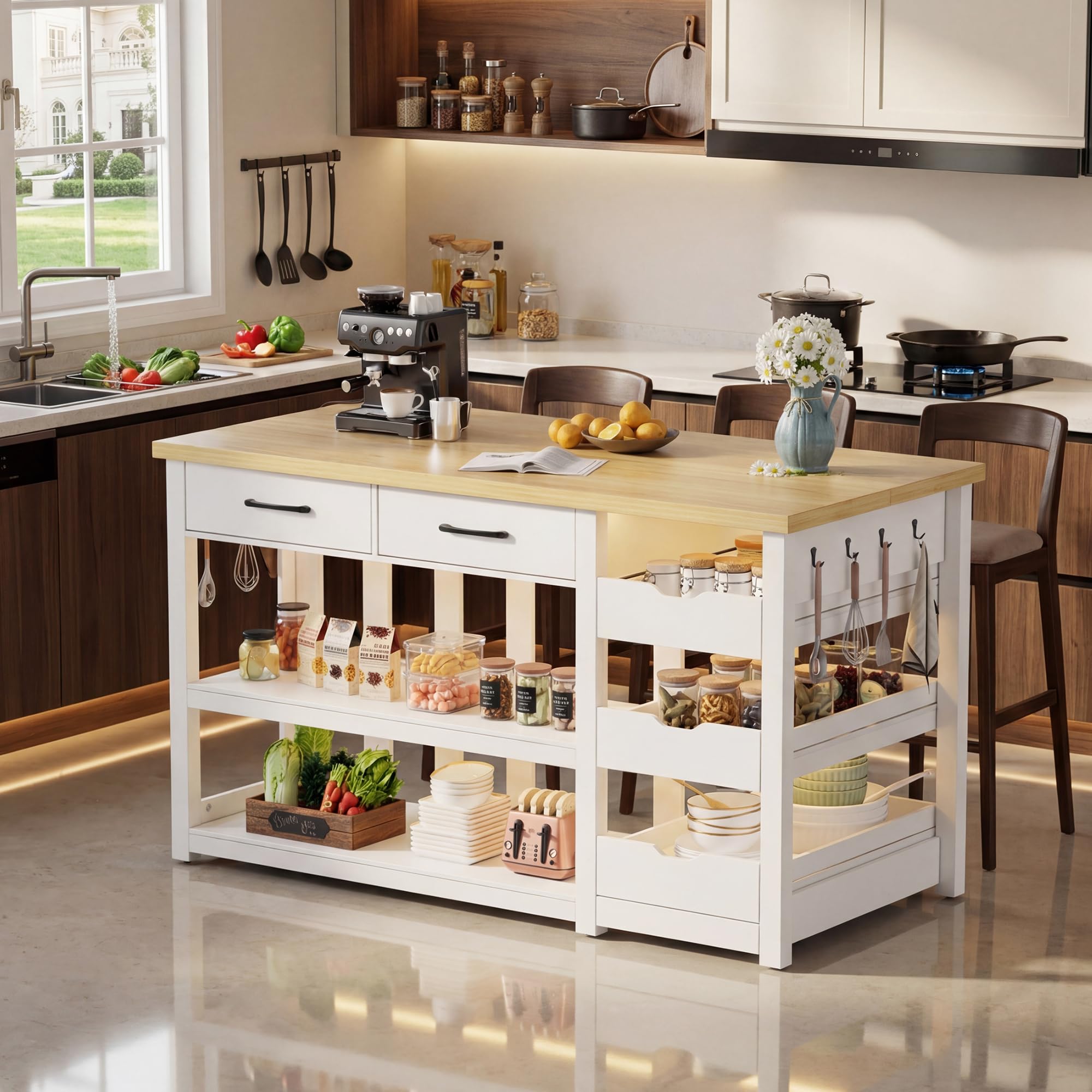Farmhouse Kitchen Island with Storage