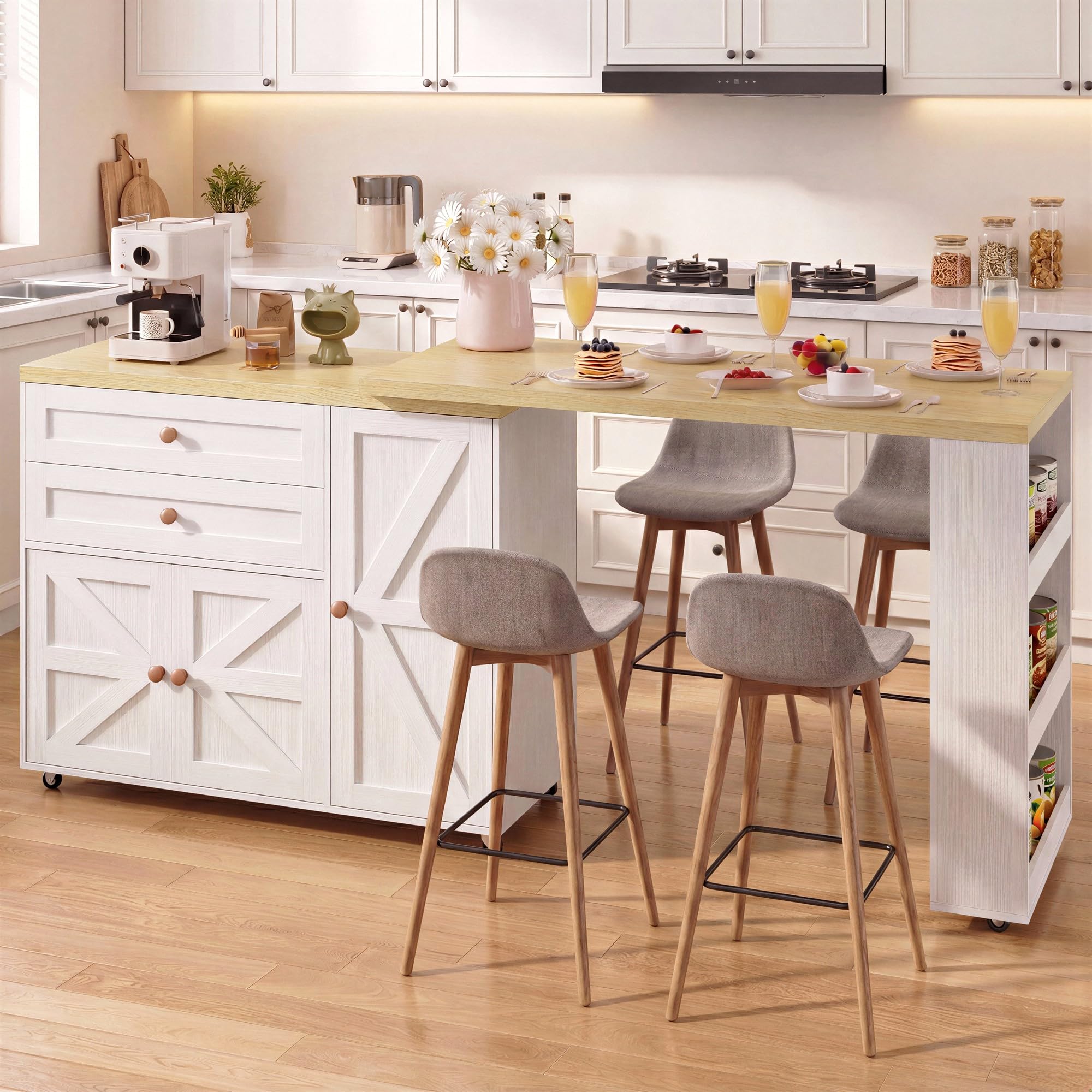 Kitchen Island with 360° Swivel Table