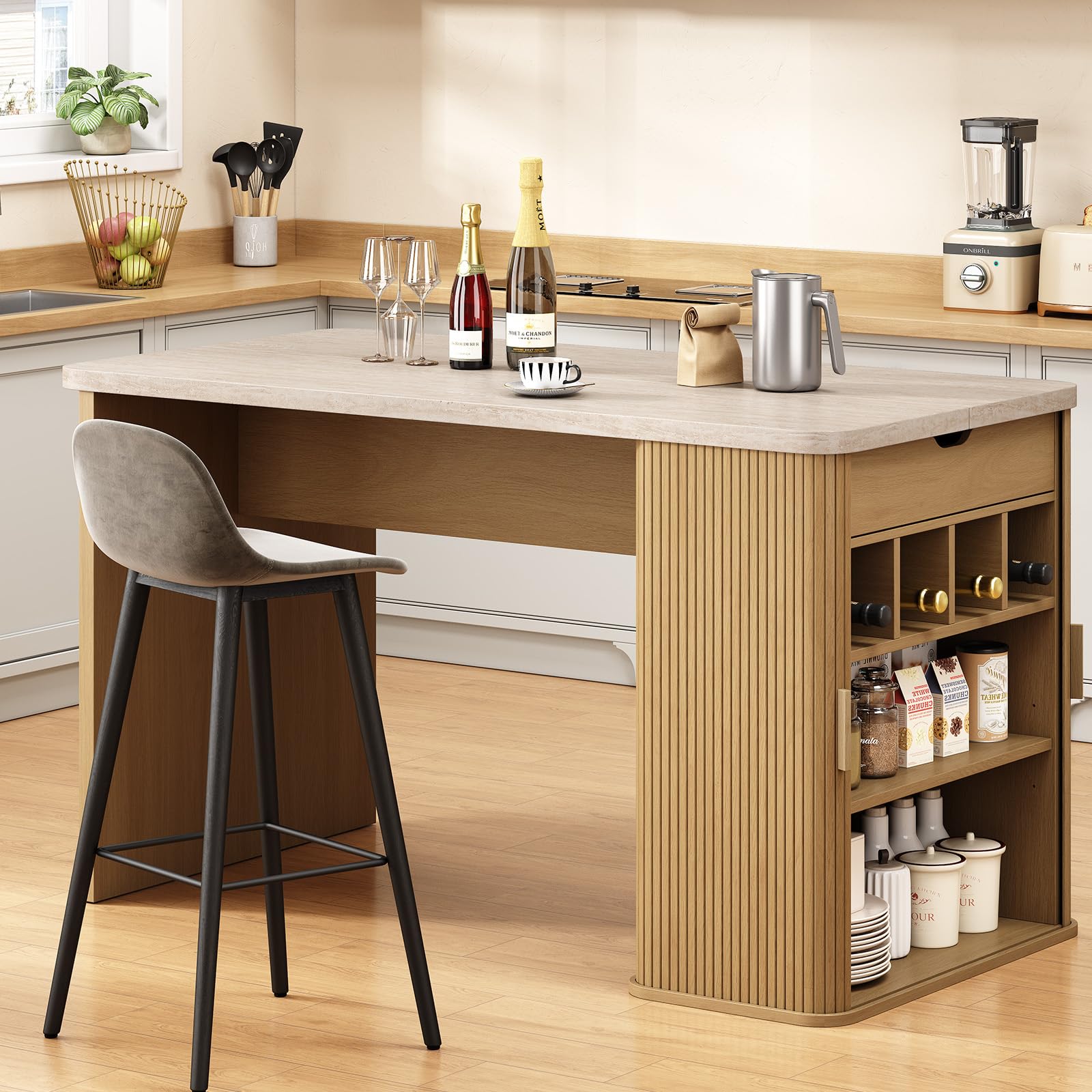 61 Inch Kitchen Island with Storage