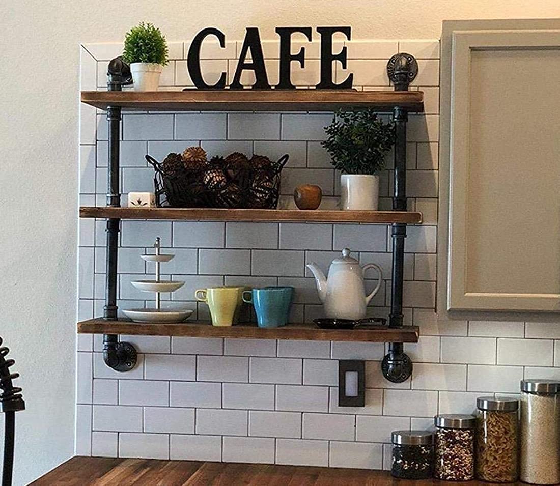 Industrial Pipe Shelves Wall Shelving