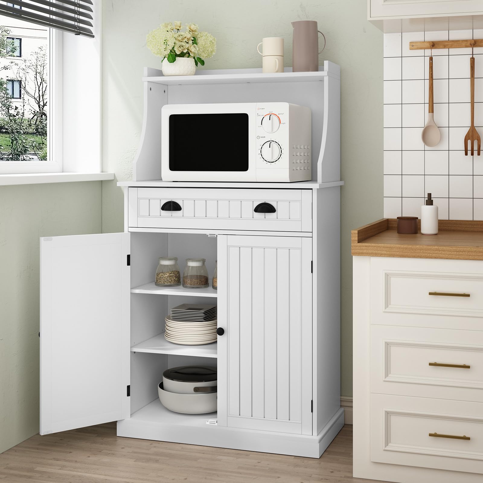 Kitchen Microwave Cabinet/Stand with Storage and Drawers