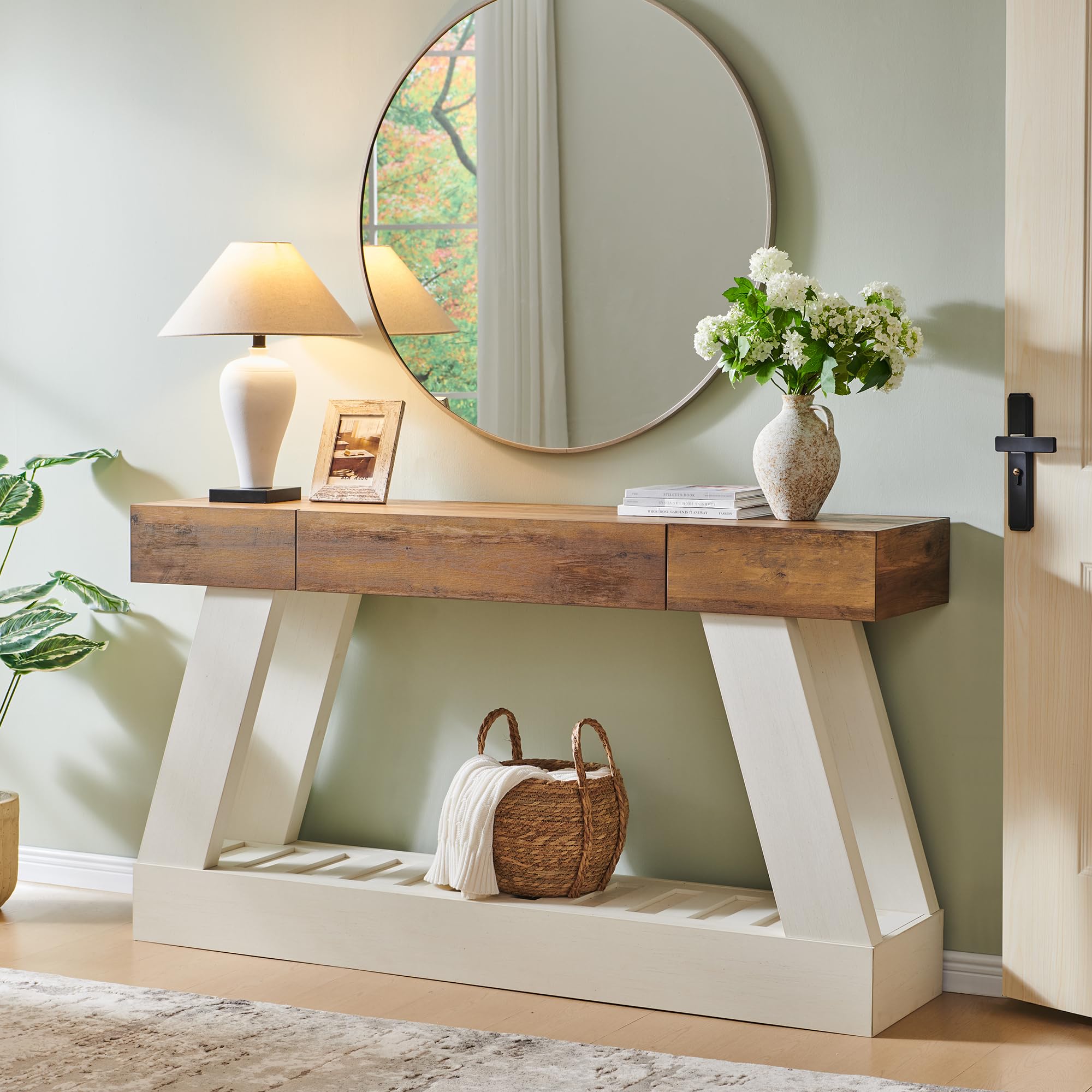 Farmhouse Entryway Table with Drawer