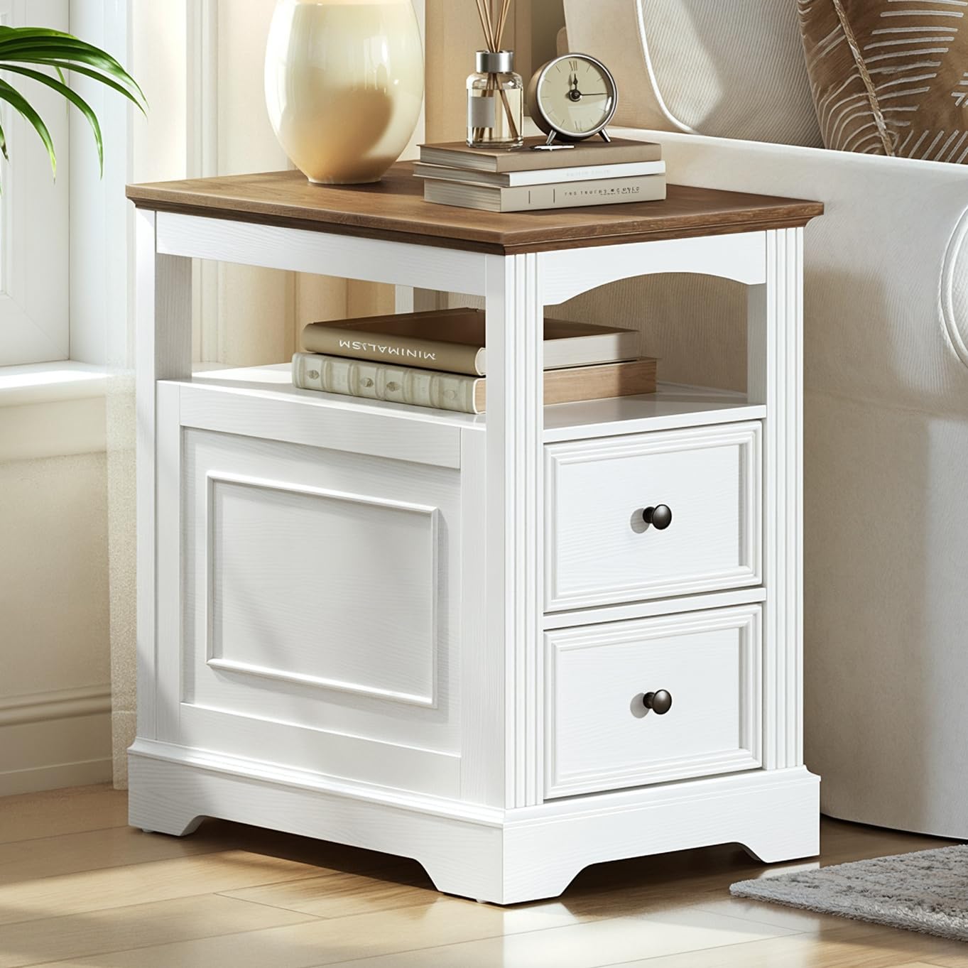 Farmhouse End Table with 2 Drawers