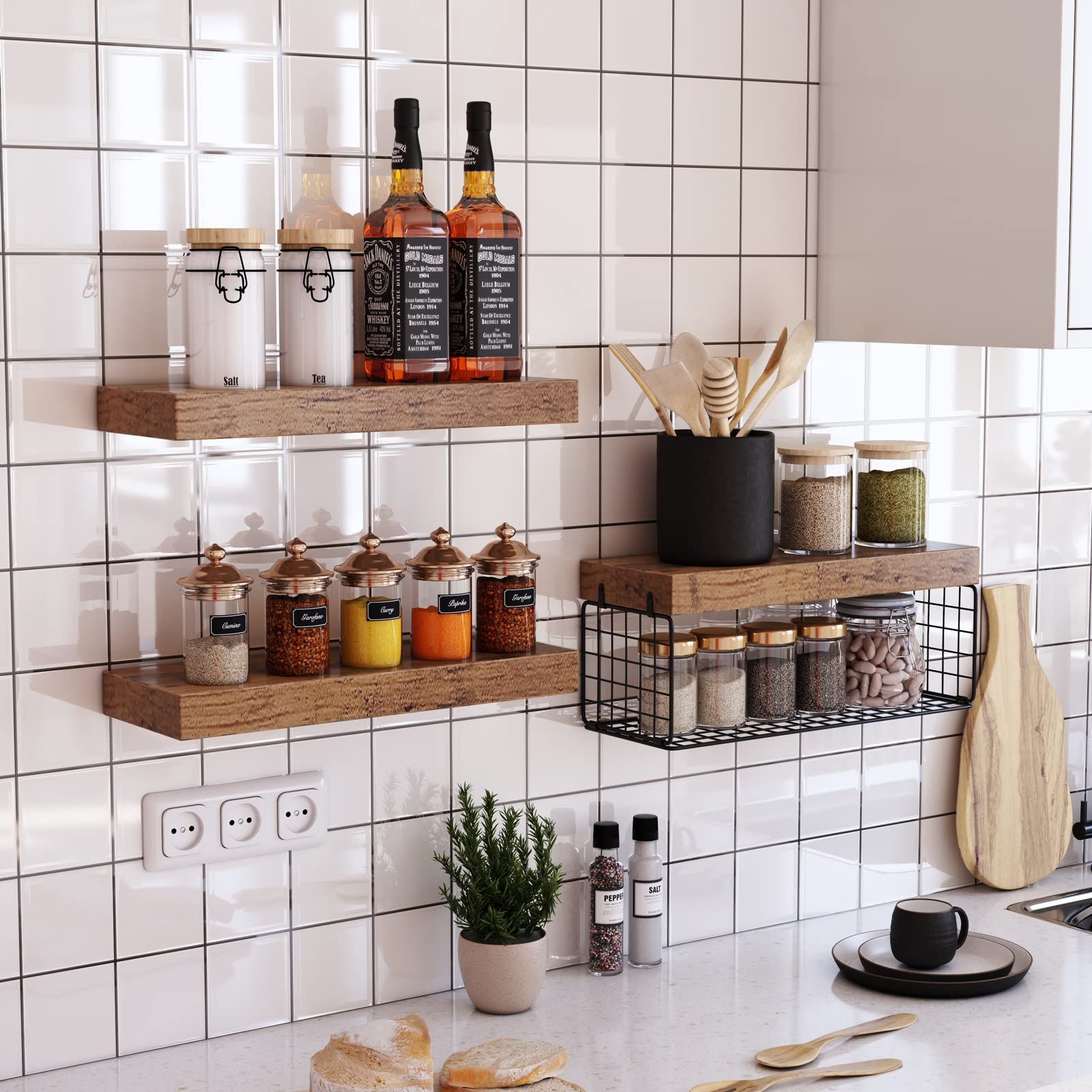 Bathroom Shelves Over Toilet - Wall Mounted Floating Shelves