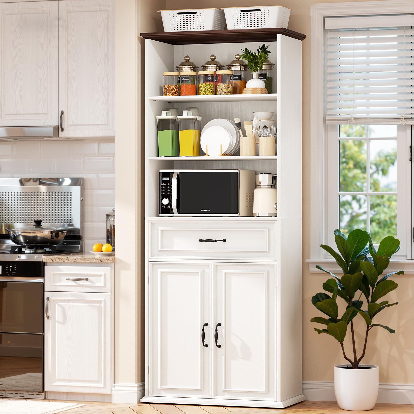 Farmhouse Bookshelves with Drawer and Doors