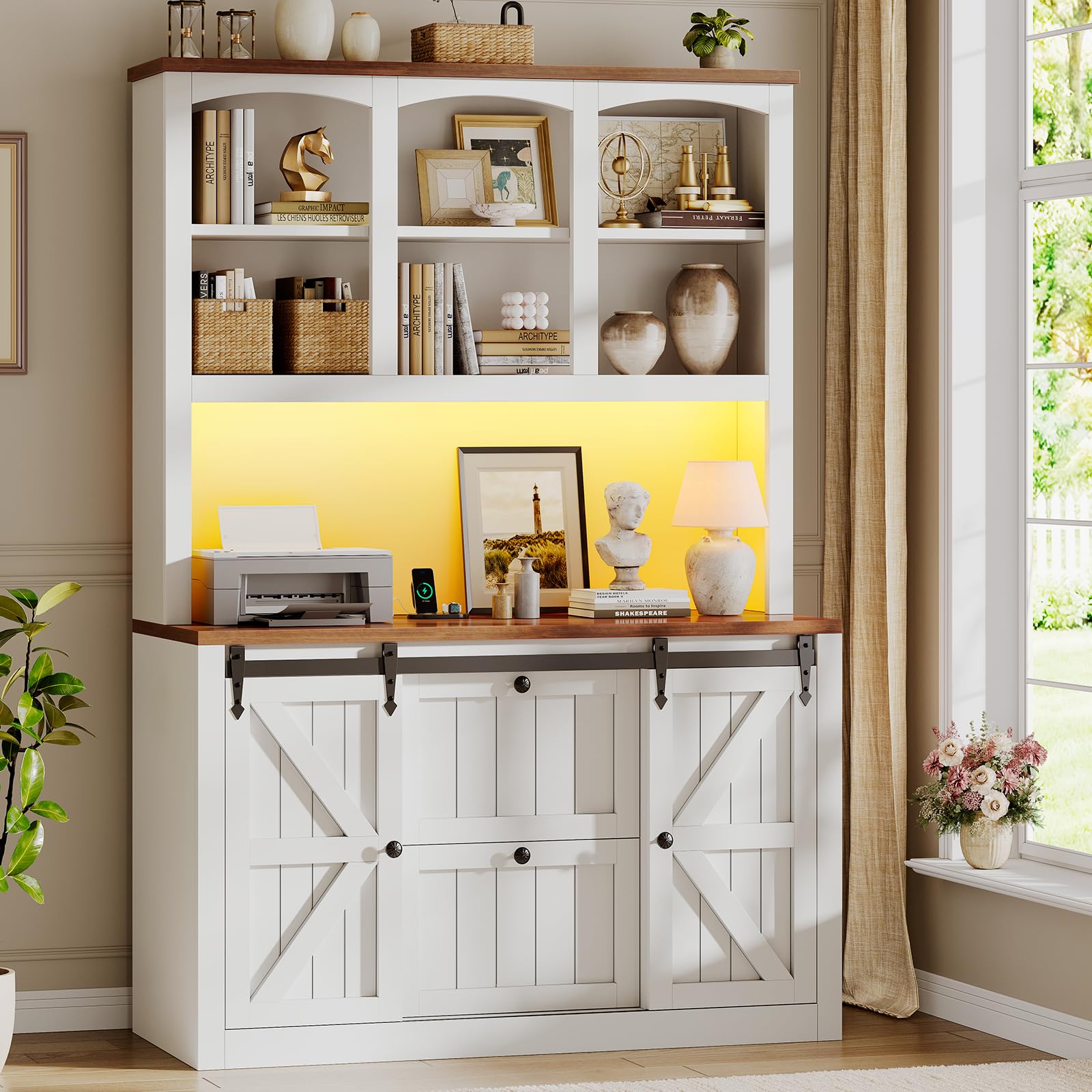 2 Drawer File Cabinet with Power Strip