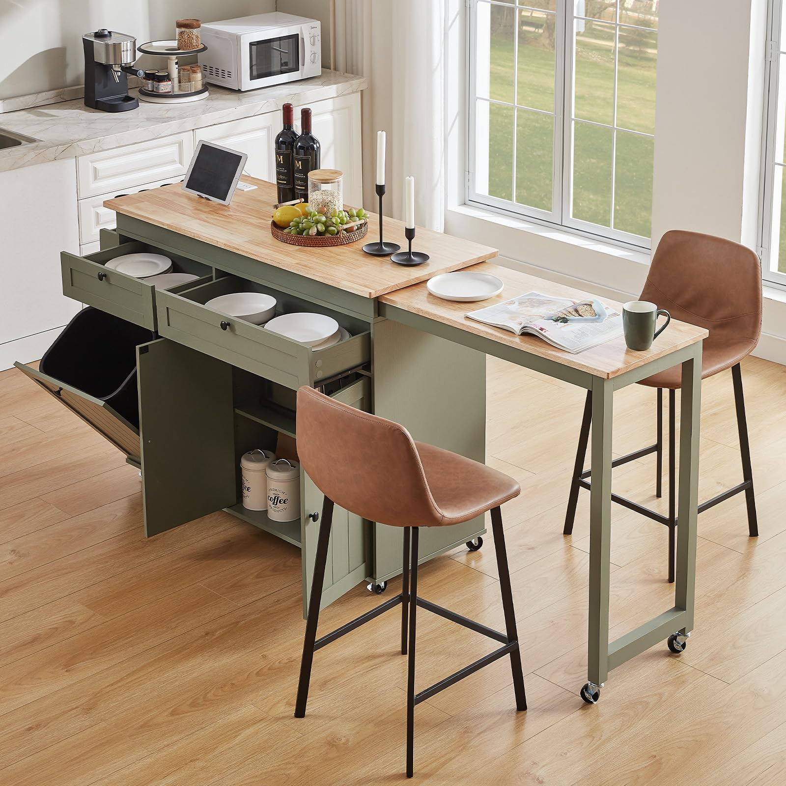 Kitchen Islands with Extendable Dining Table
