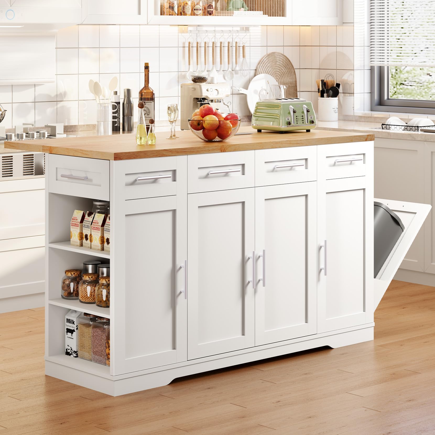 Rolling Kitchen Island with Power Outlet