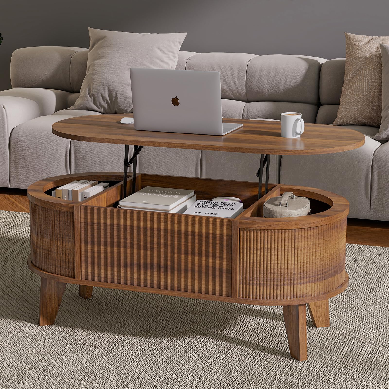 Fluted Lift Top Coffee Table