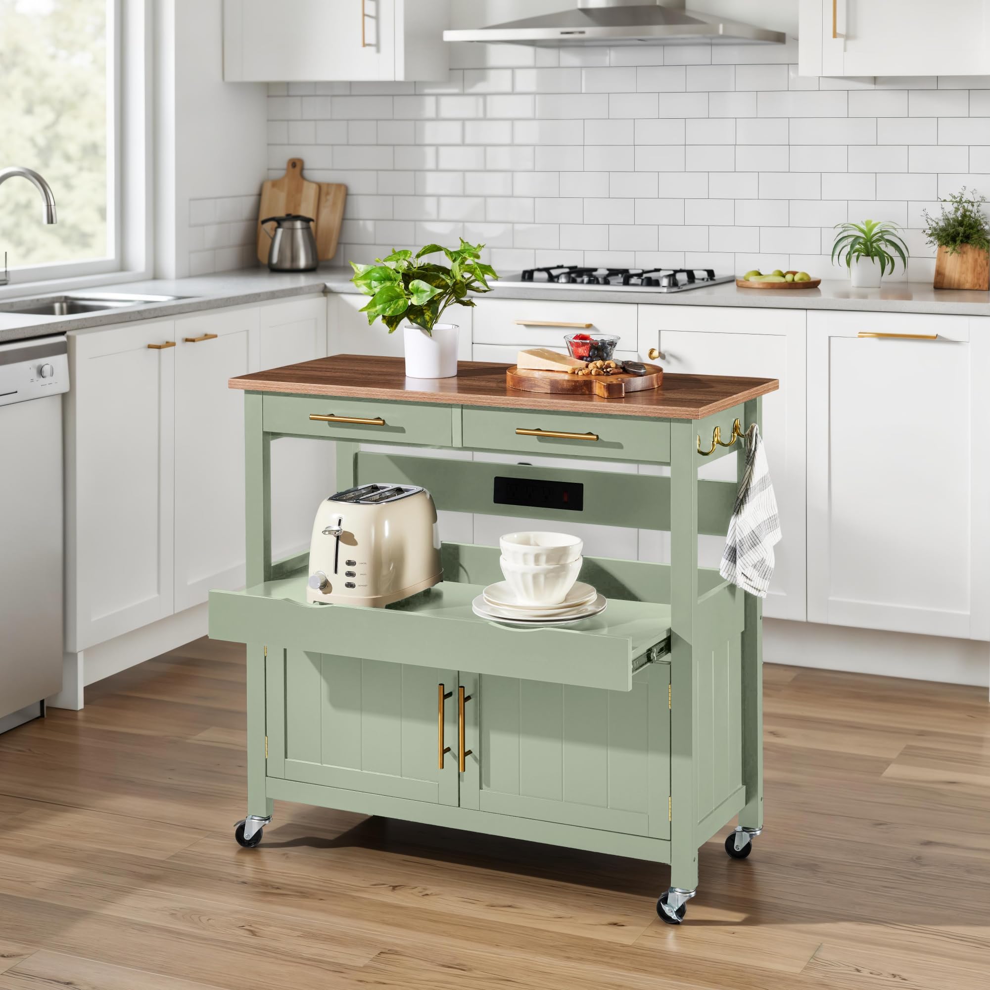 Large Rolling Kitchen Island Cart