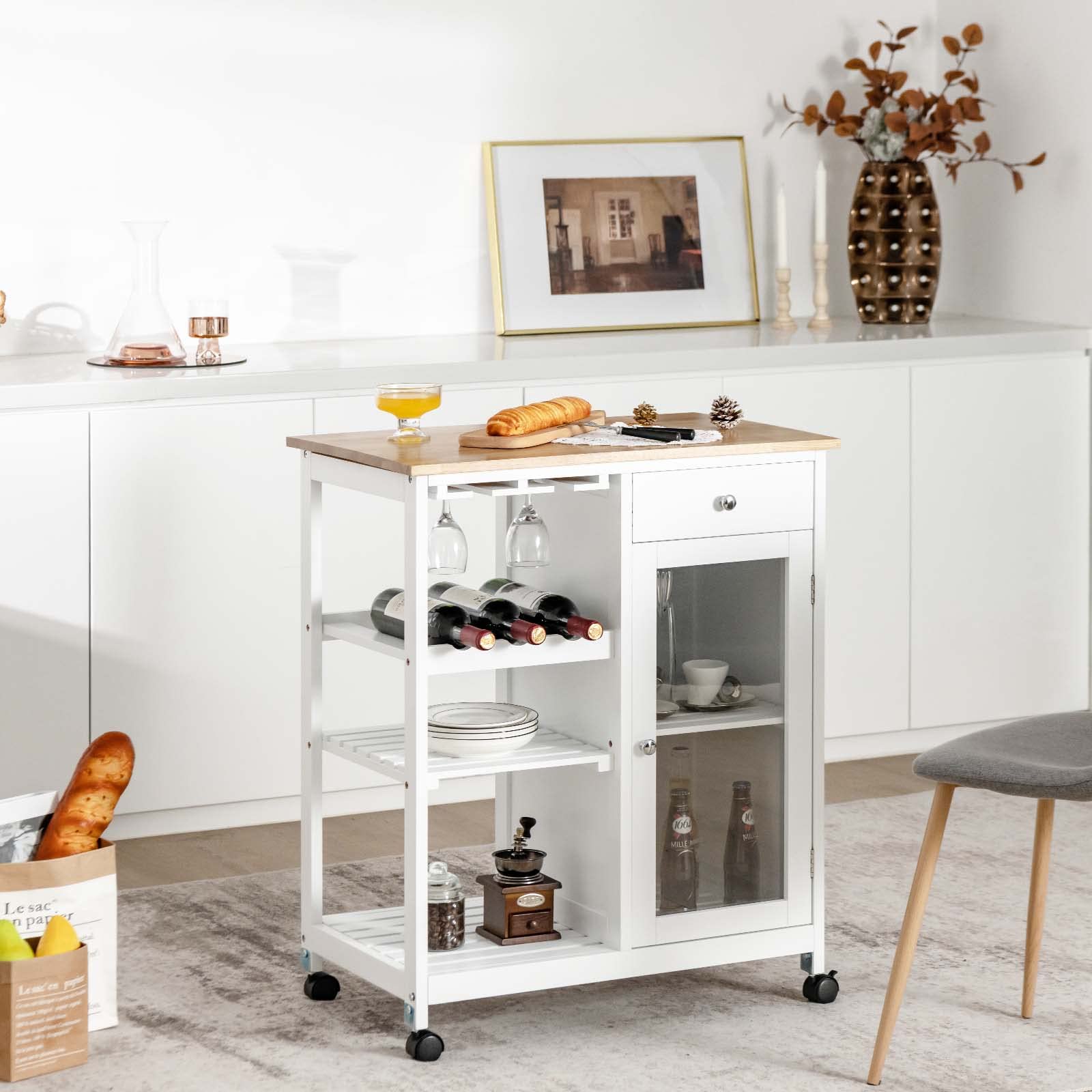 Kitchen Island Cart with Storage Cabinet