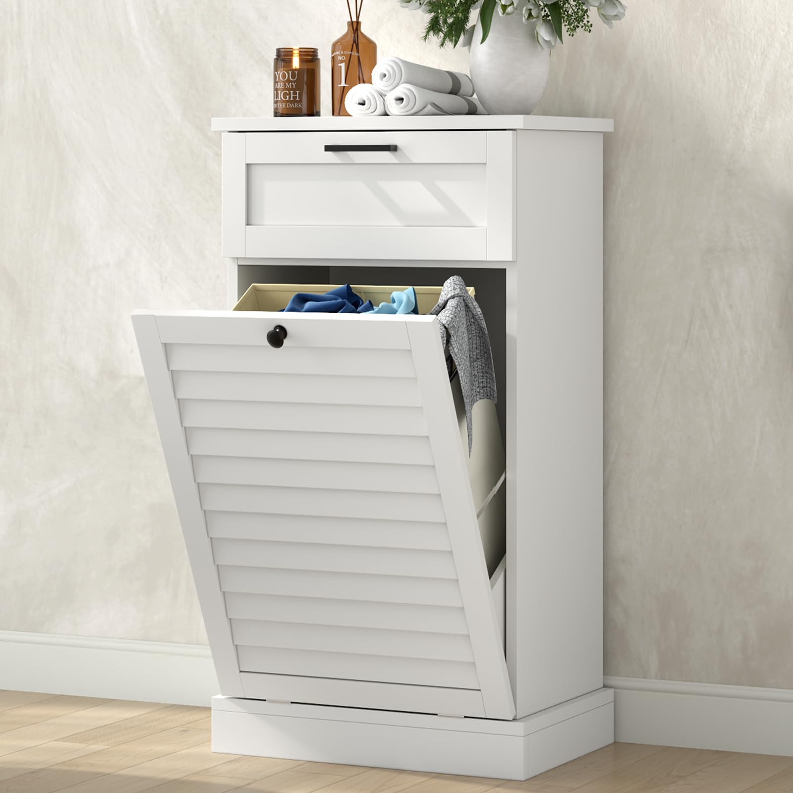 Upgraded Tilt Out Laundry Hamper Cabinet