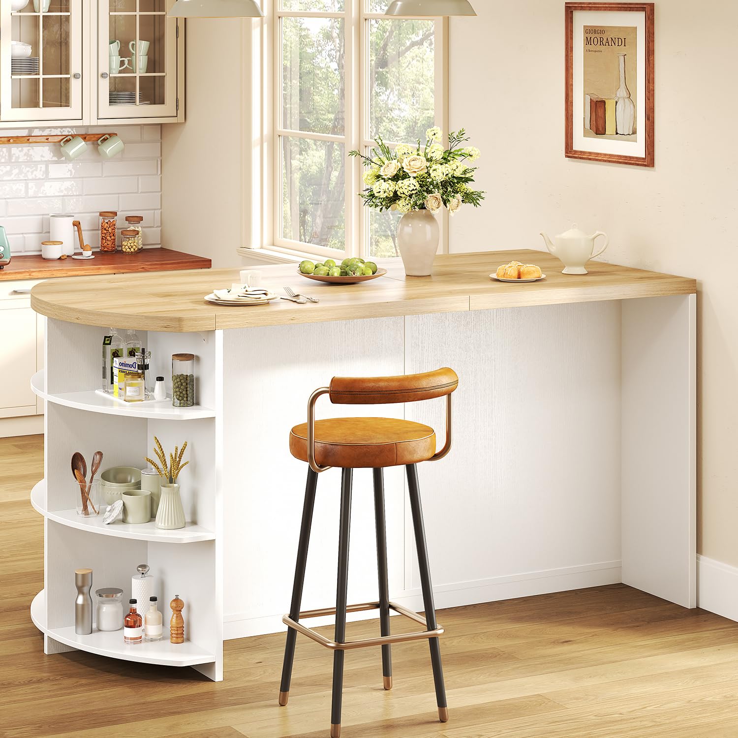  Large Kitchen Island with Storage & Seating