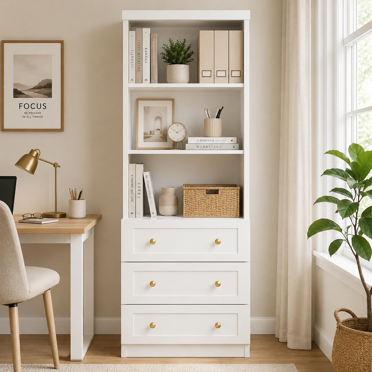Bookshelf with 3 Drawers