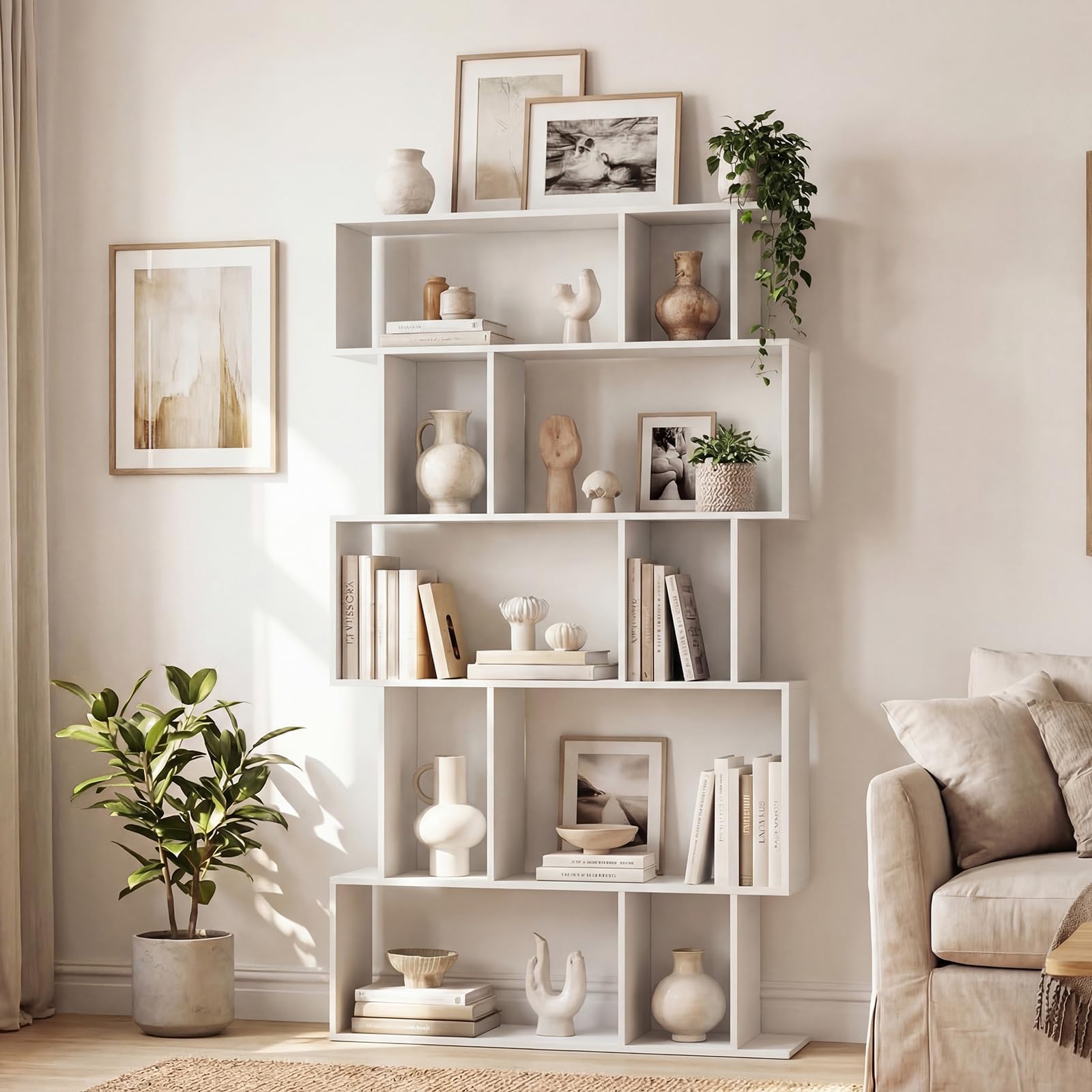 5-Tier Geometric Bookcase