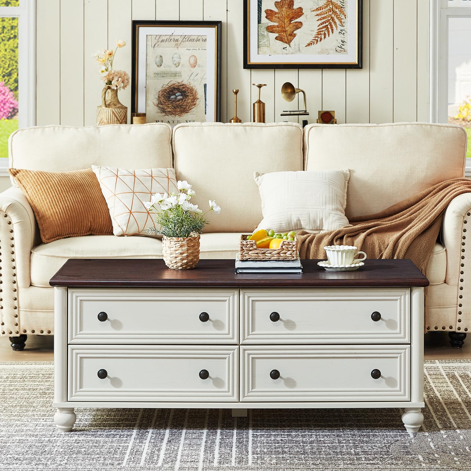 Farmhouse Coffee Table with Hidden Storage