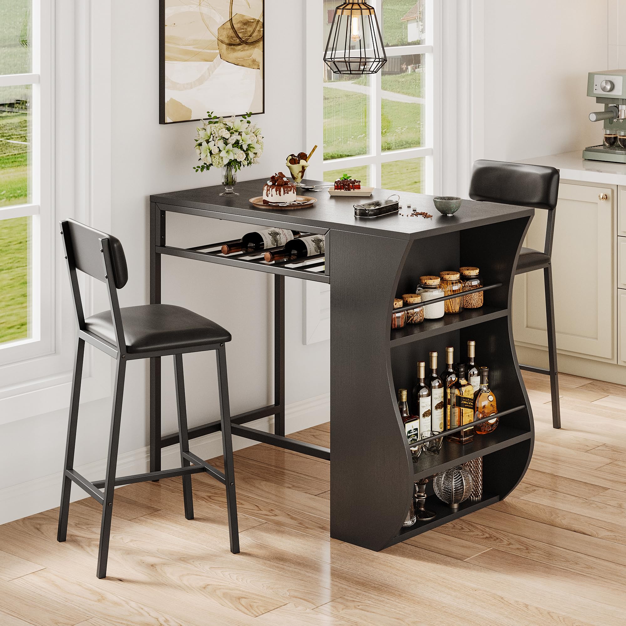 3 Piece Bar Table and Stools Set 