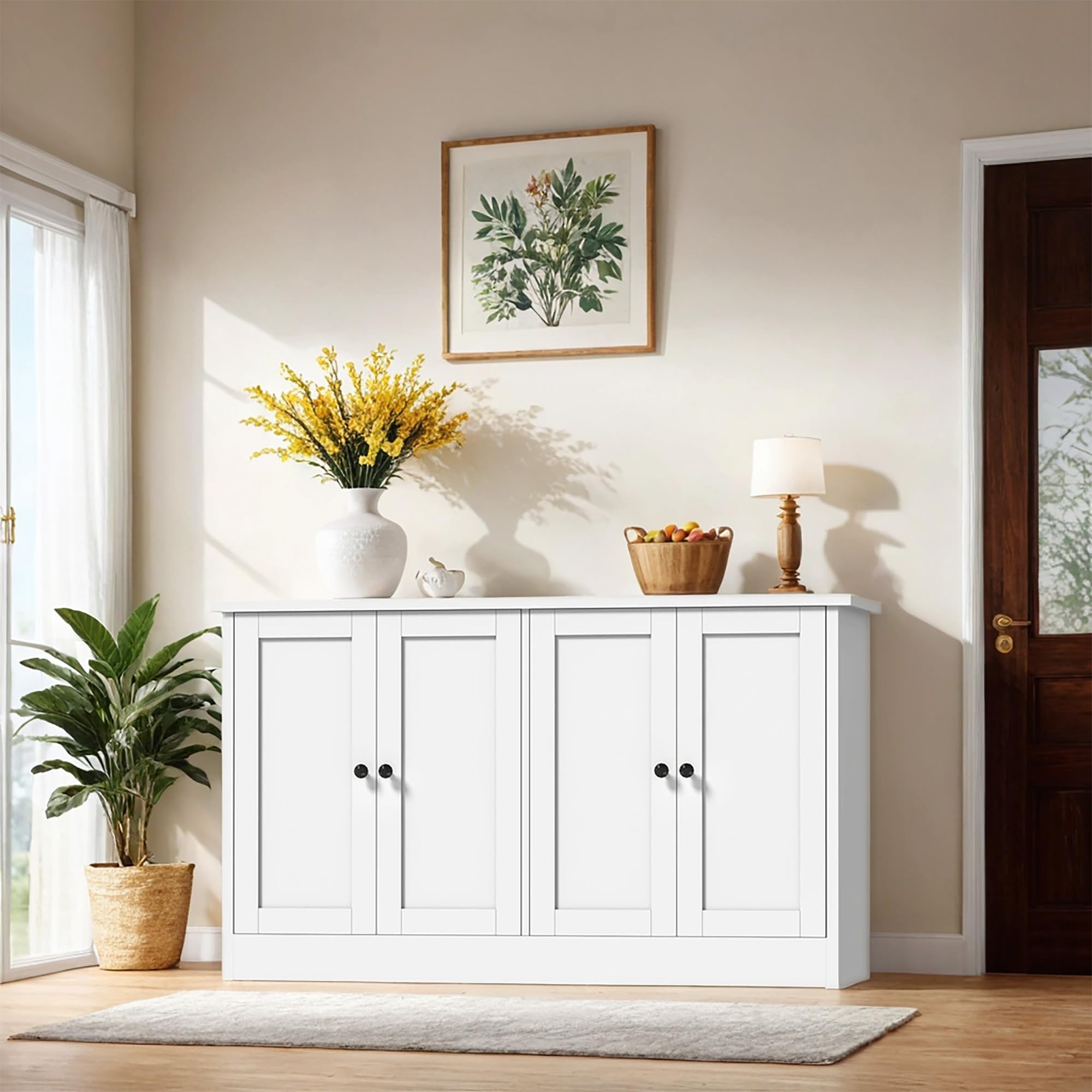 White Buffet Cabinet with Storage
