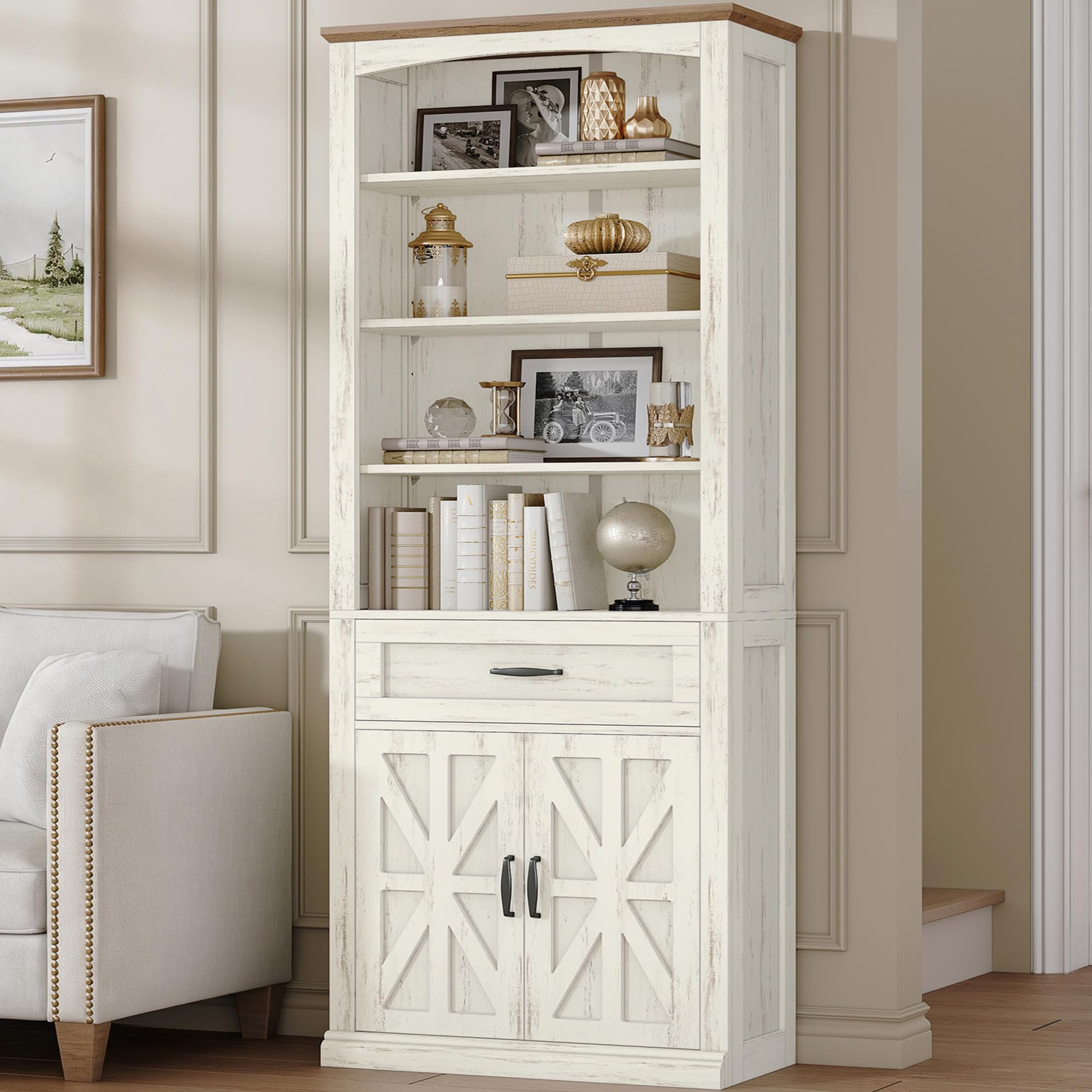 70.9" H Tall Bookshelf with a Drawer