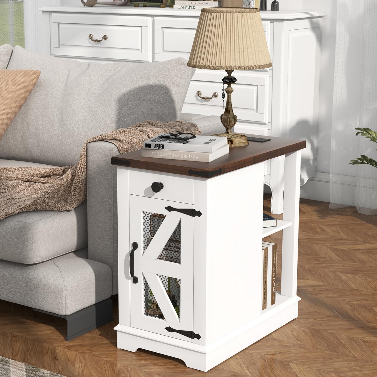 Side Table with Charging Station