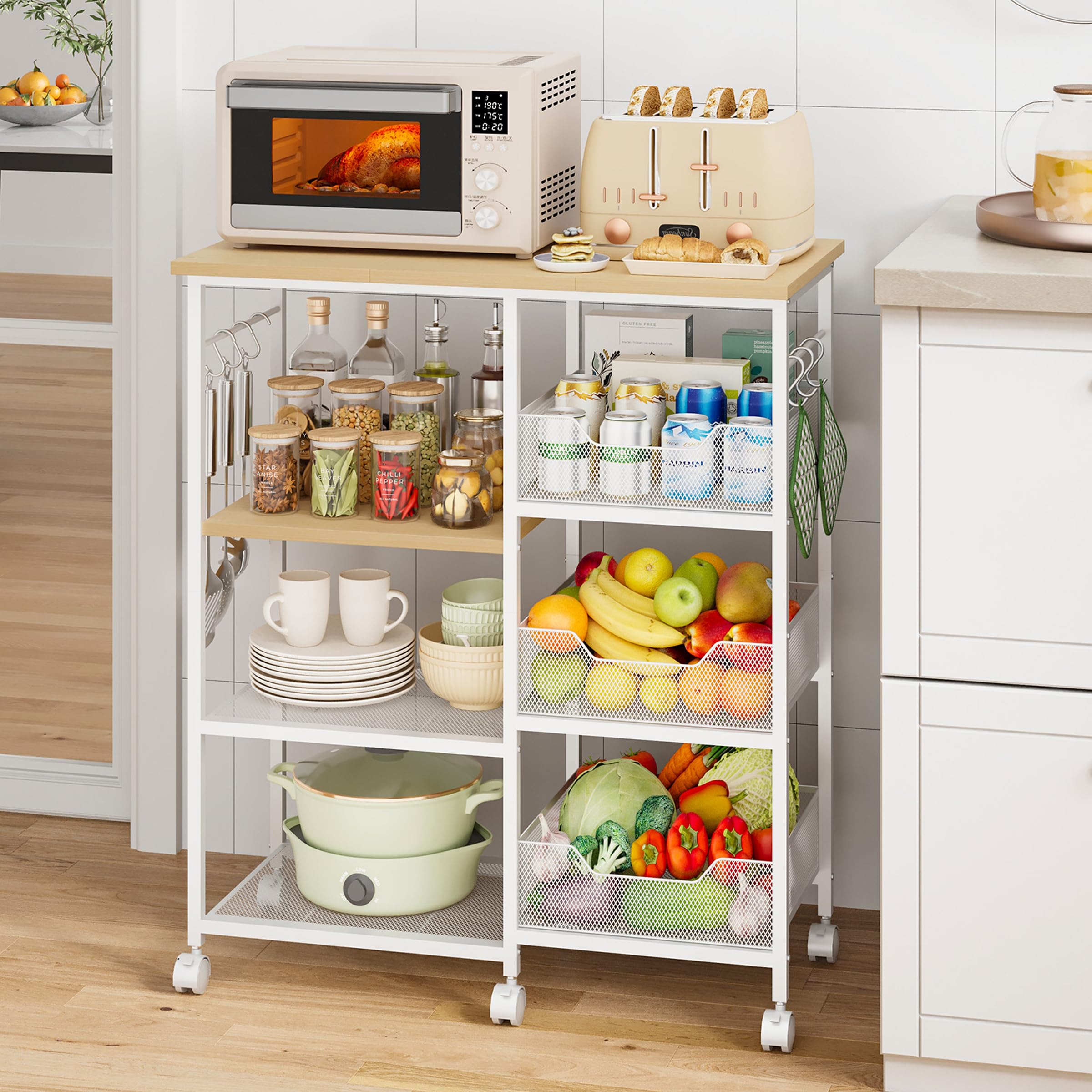 Rolling Kitchen Carts with Storage