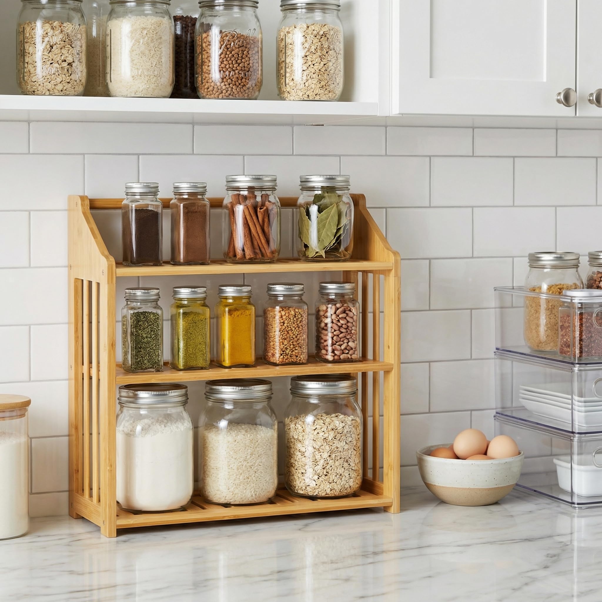 Free Standing Shower Shelf with Adjustable Layer for Kitchen, Bathroom, Home